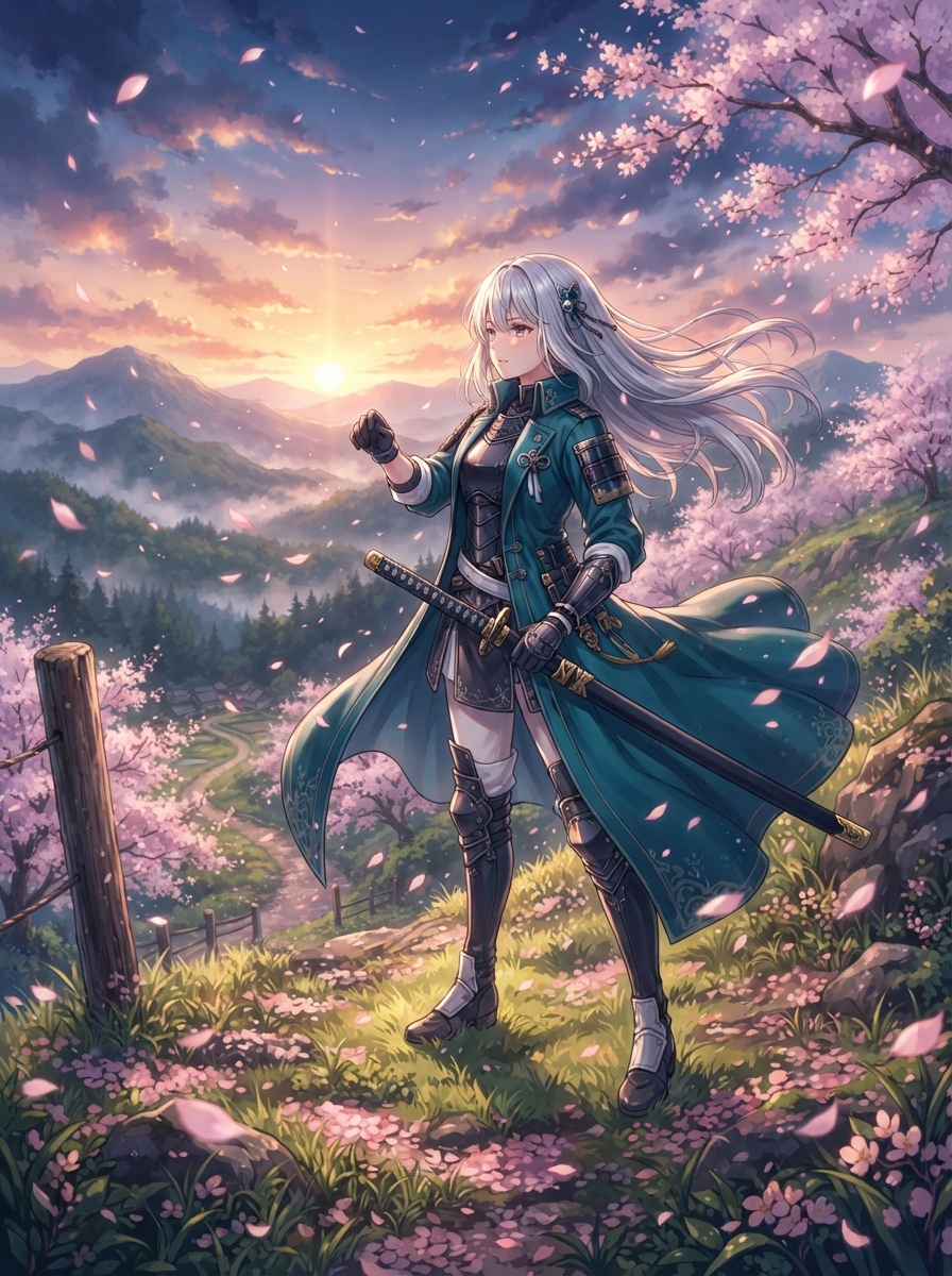 Anime swordswoman — AI image example